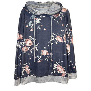 Floral Hoodie Navy and Pink Sz M